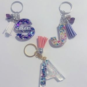 Resin initial keychains